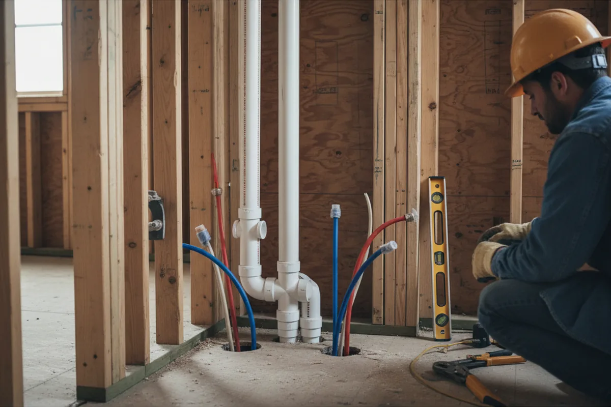 Drain and supply rough-in during Sump Pump Repair in Mineral Wells