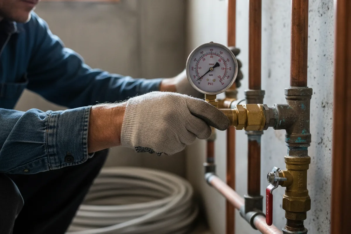 Pressure testing a repaired line during Water Line Repair in Mineral Wells
